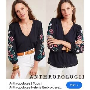 Sz XS - Anthropologie embroidered sleeve tunic
